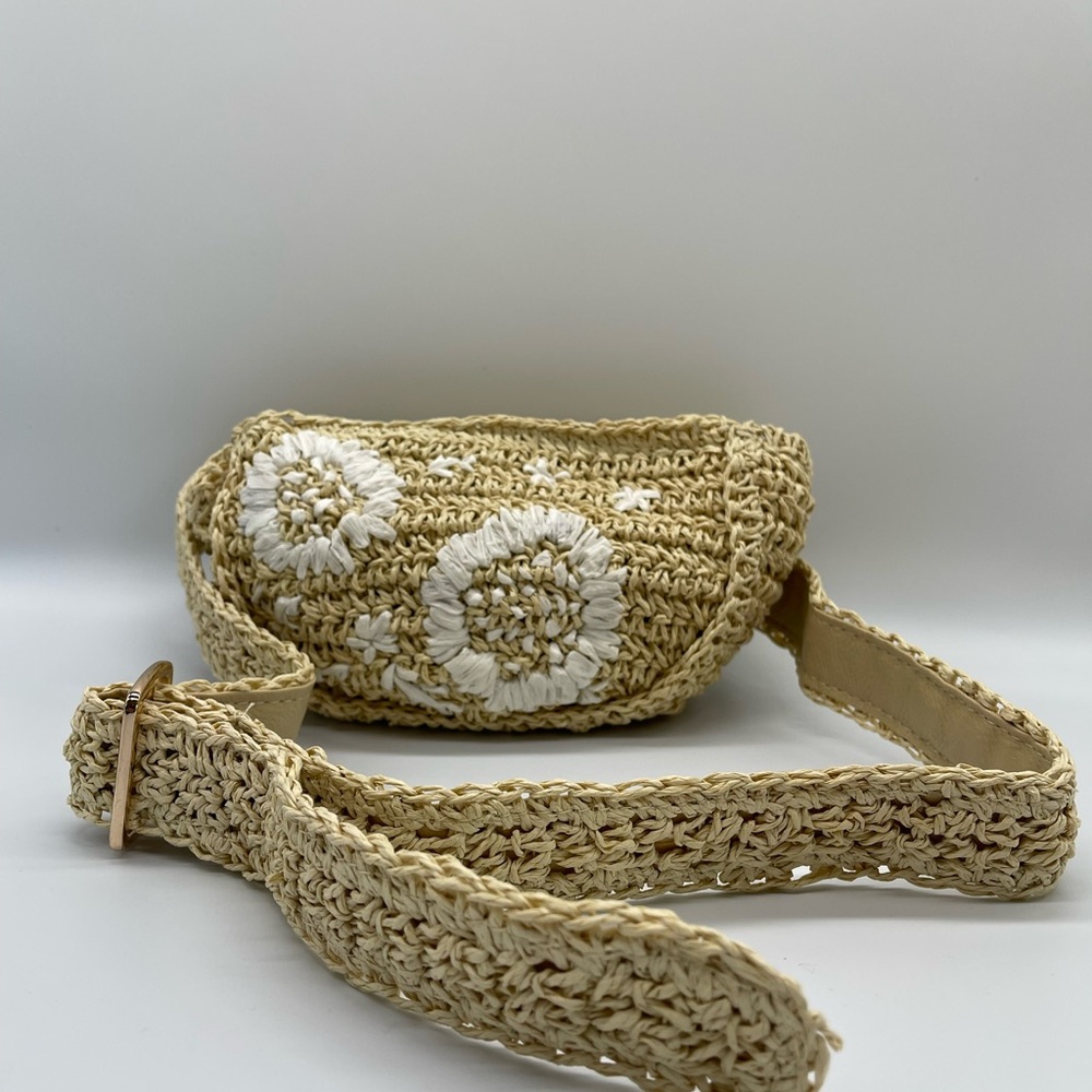 Straw belt bag, Handwoven straw belt bag, Crossbody bag, Handmade Straw Bag